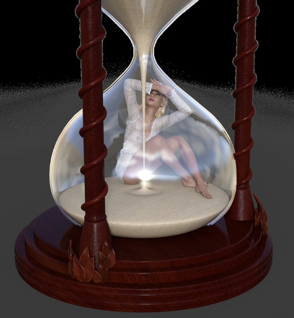 girl, hourglass, timepiece